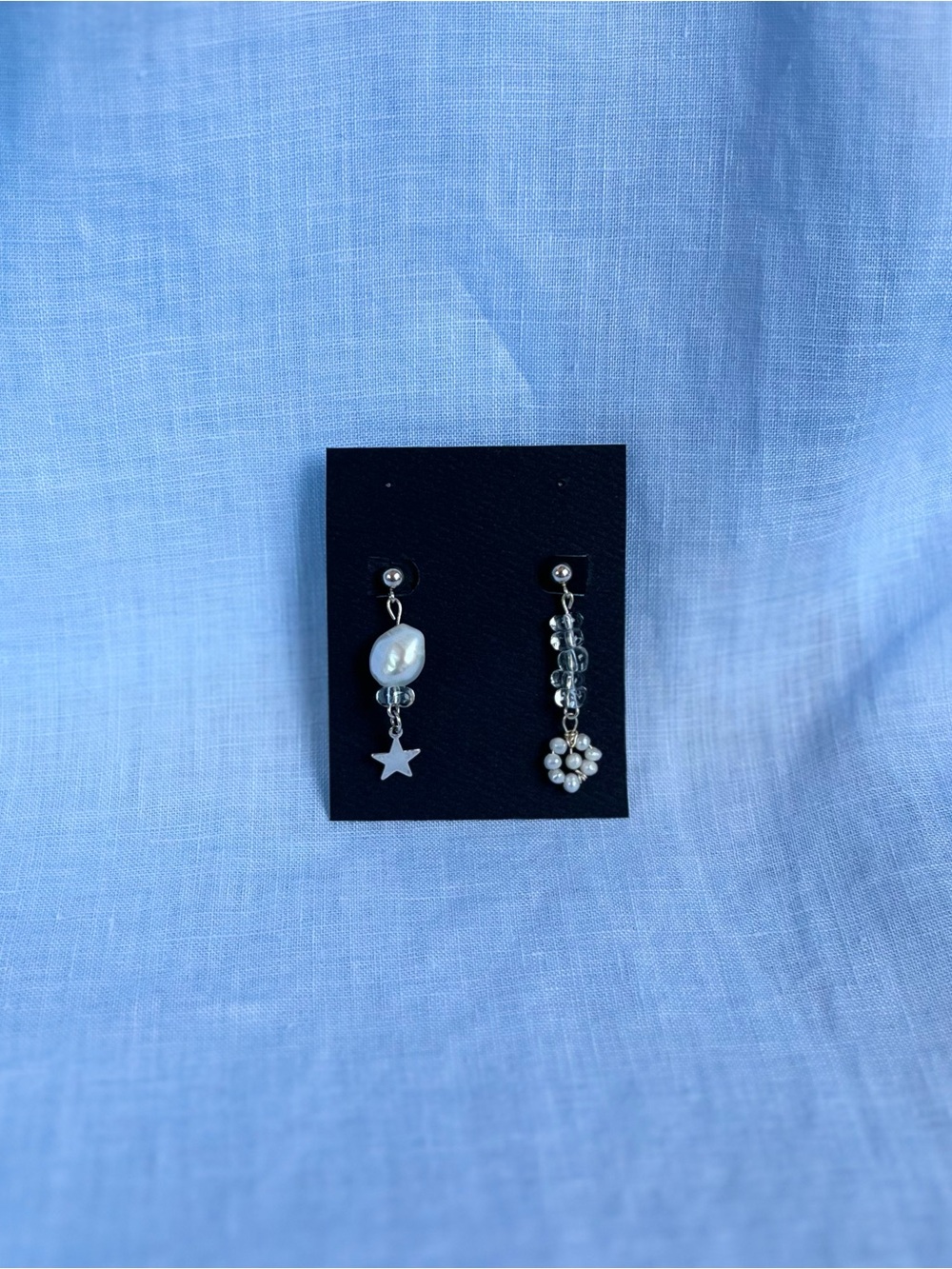 Sterling Silver Mismatching Pearl Drop Earrings